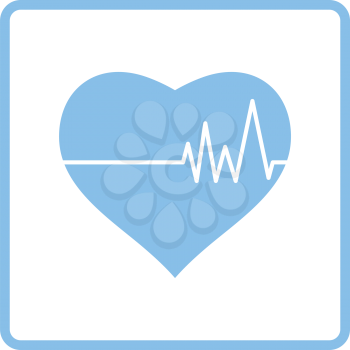 Heart with cardio diagram icon. Blue frame design. Vector illustration.