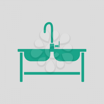 Double sink icon. Gray background with green. Vector illustration.