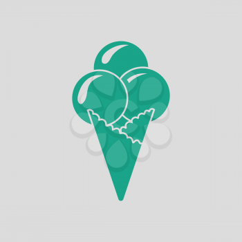 Ice-cream cone icon. Gray background with green. Vector illustration.
