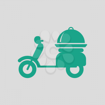 Delivering motorcycle icon. Gray background with green. Vector illustration.