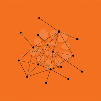 Connection net icon. Orange background with black. Vector illustration.