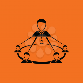 Business team icon. Orange background with black. Vector illustration.