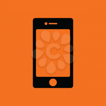 Smartphone icon. Orange background with black. Vector illustration.