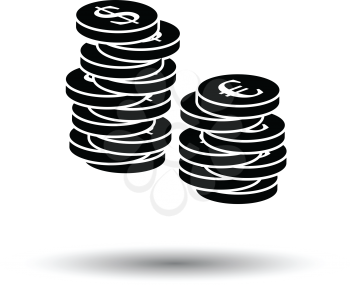Stack of coins  icon. White background with shadow design. Vector illustration.