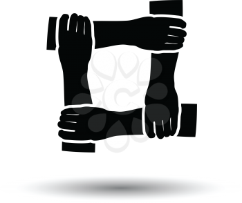 Crossed hands icon. White background with shadow design. Vector illustration.