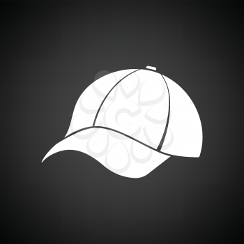 Baseball cap icon. Black background with white. Vector illustration.