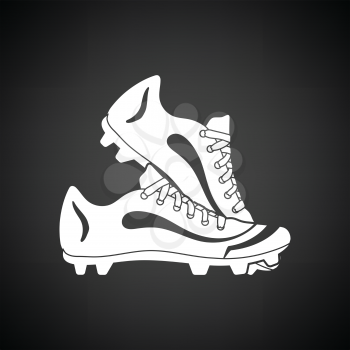 Baseball boot icon. Black background with white. Vector illustration.