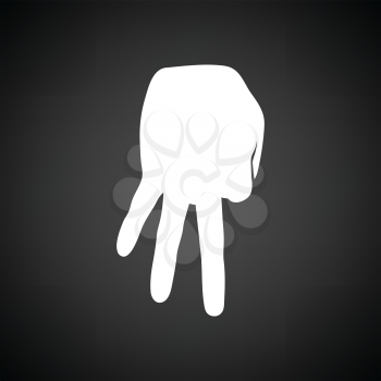 Baseball catcher gesture icon. Black background with white. Vector illustration.