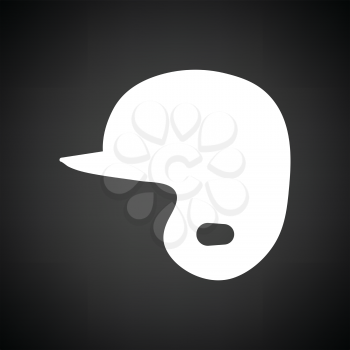 Baseball helmet icon. Black background with white. Vector illustration.