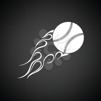 Baseball fire ball icon. Black background with white. Vector illustration.
