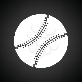 Baseball ball icon. Black background with white. Vector illustration.