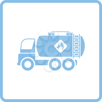 Oil truck icon. Blue frame design. Vector illustration.