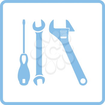 Wrench and screwdriver icon. Blue frame design. Vector illustration.