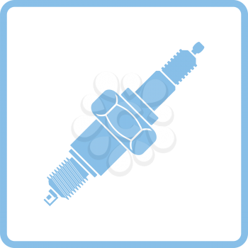 Spark plug icon. Blue frame design. Vector illustration.