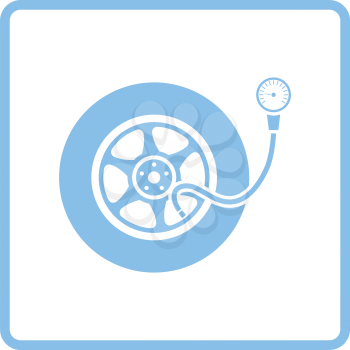 Tire pressure gage icon. Blue frame design. Vector illustration.