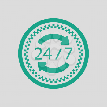 24 hour taxi service icon. Gray background with green. Vector illustration.
