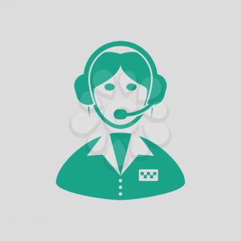 Taxi dispatcher icon. Gray background with green. Vector illustration.