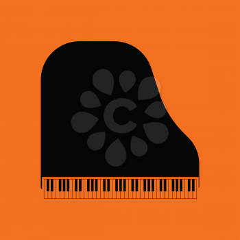 Grand piano icon. Orange background with black. Vector illustration.