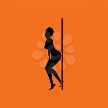 Stripper night club icon. Orange background with black. Vector illustration.