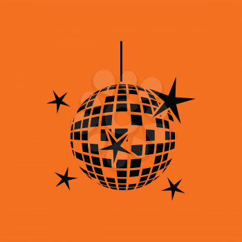 Night clubs disco sphere icon. Orange background with black. Vector illustration.