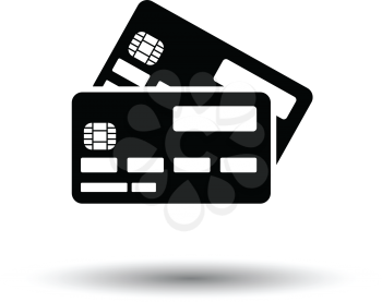 Credit card icon. White background with shadow design. Vector illustration.