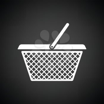 Shopping basket icon. Black background with white. Vector illustration.