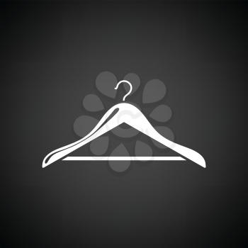 Cloth hanger icon. Black background with white. Vector illustration.