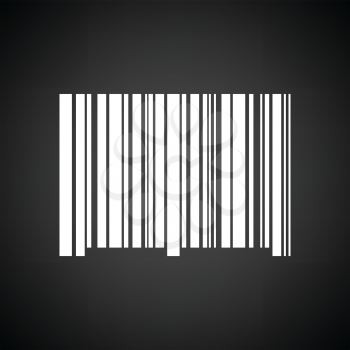 Bar code icon. Black background with white. Vector illustration.
