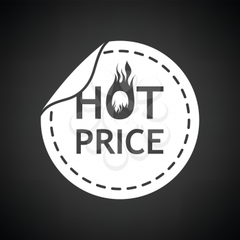 Hot price icon. Black background with white. Vector illustration.