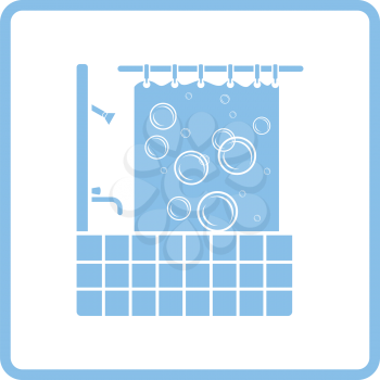 Hotel bathroom icon. Blue frame design. Vector illustration.
