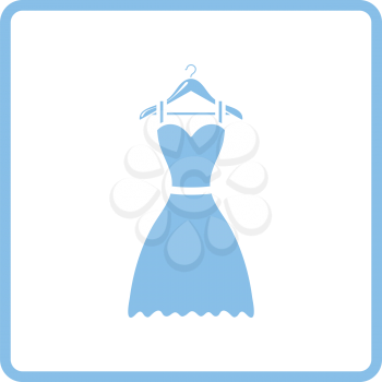 Elegant dress on shoulders icon. Blue frame design. Vector illustration.
