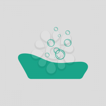 Baby bathtub icon. Gray background with green. Vector illustration.