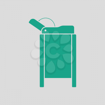 Baby swaddle table icon. Gray background with green. Vector illustration.