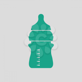 Baby bottle icon. Gray background with green. Vector illustration.