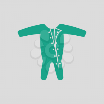 Baby onesie icon. Gray background with green. Vector illustration.