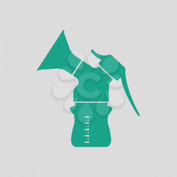 Breast pump icon. Gray background with green. Vector illustration.