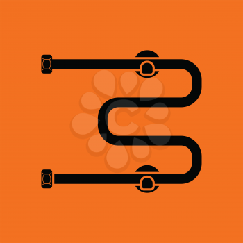 Towel dryer icon. Orange background with black. Vector illustration.