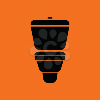 Toilet bowl icon. Orange background with black. Vector illustration.