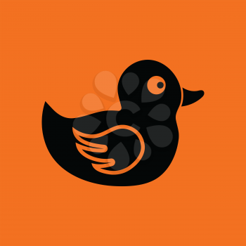 Bath duck icon. Orange background with black. Vector illustration.