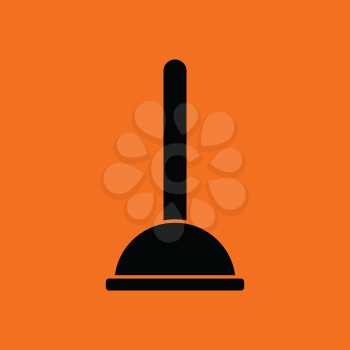 Plunger icon. Orange background with black. Vector illustration.