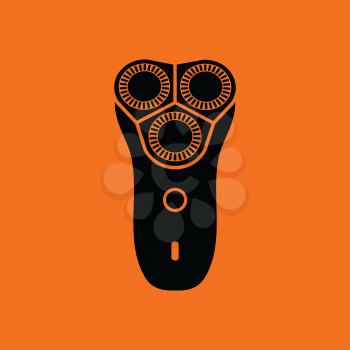 Electric shaver icon. Orange background with black. Vector illustration.