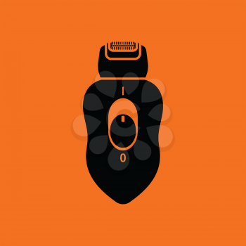 Depilator icon. Orange background with black. Vector illustration.
