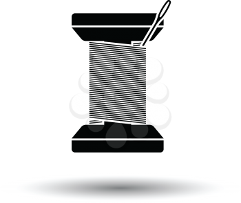 Sewing reel with thread icon. White background with shadow design. Vector illustration.