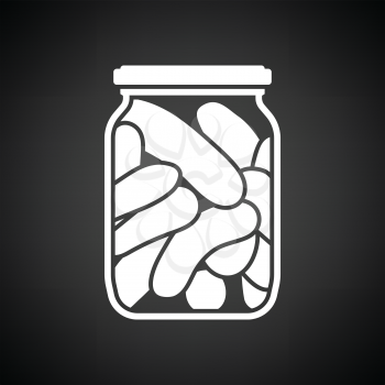 Canned cucumbers icon. Black background with white. Vector illustration.