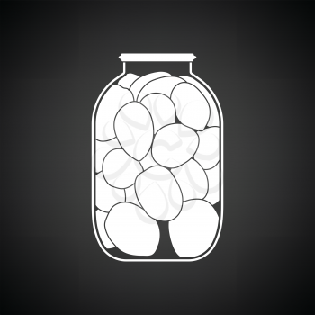 Canned tomatoes icon. Black background with white. Vector illustration.