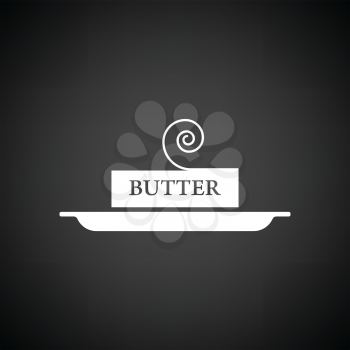 Butter icon. Black background with white. Vector illustration.