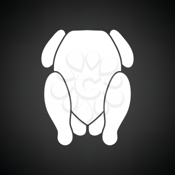 Chicken icon. Black background with white. Vector illustration.