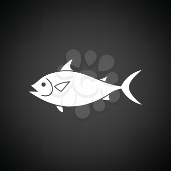 Fish icon. Black background with white. Vector illustration.