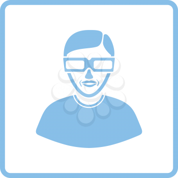 Man with 3d glasses icon. Blue frame design. Vector illustration.