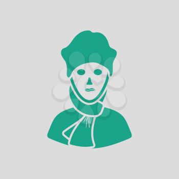 Poet icon. Gray background with green. Vector illustration.